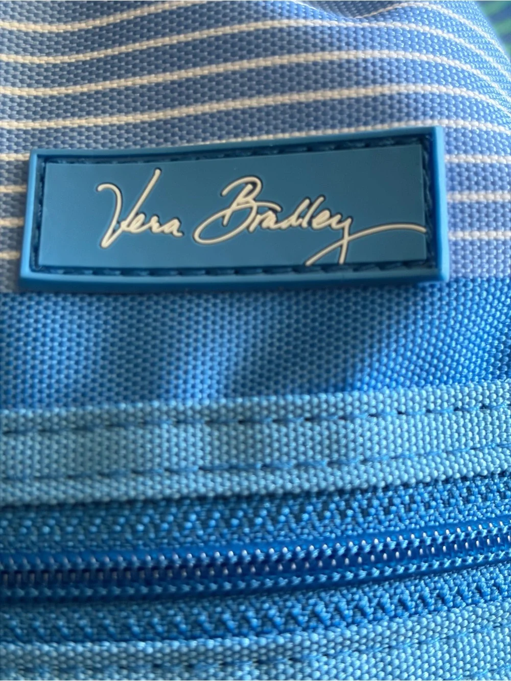 Vera Bradley Mesh Drawstring Backpack & Pouch Blue Stripe